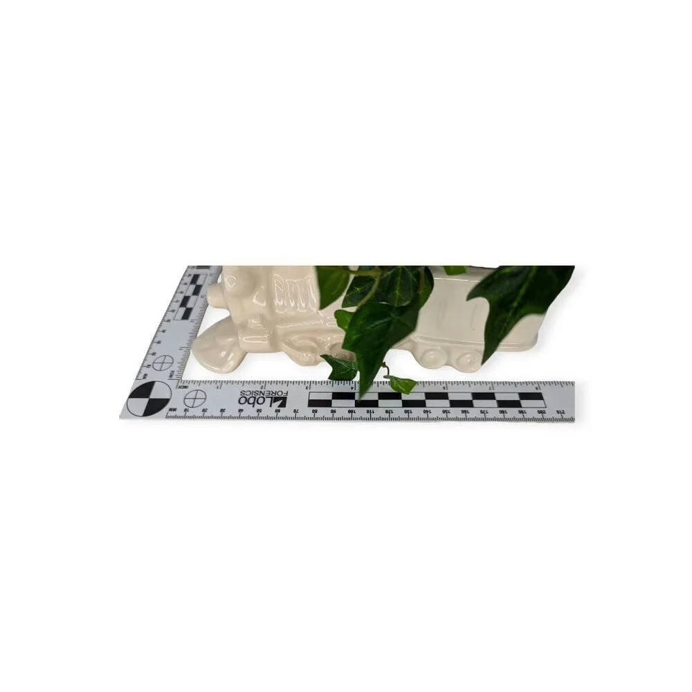Ceramic Train Off White Planter w/Fake Ivy